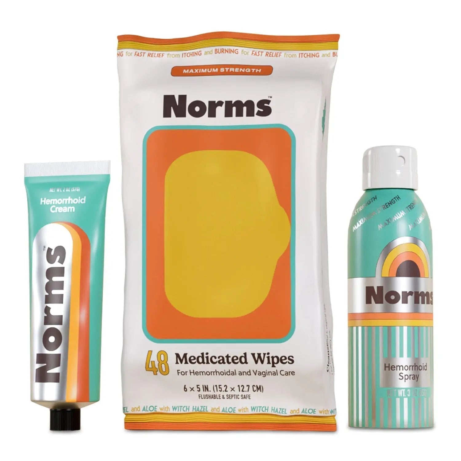 Norms The Full Hemorrhoid Treatment Bundle Medicated Wipes, Touch-Free Spray, and 5% Lidocaine Cream to Relieve Painful Itching, Burning & Swelling – Complete Hemorrhoid Care System - dailyvitalstore