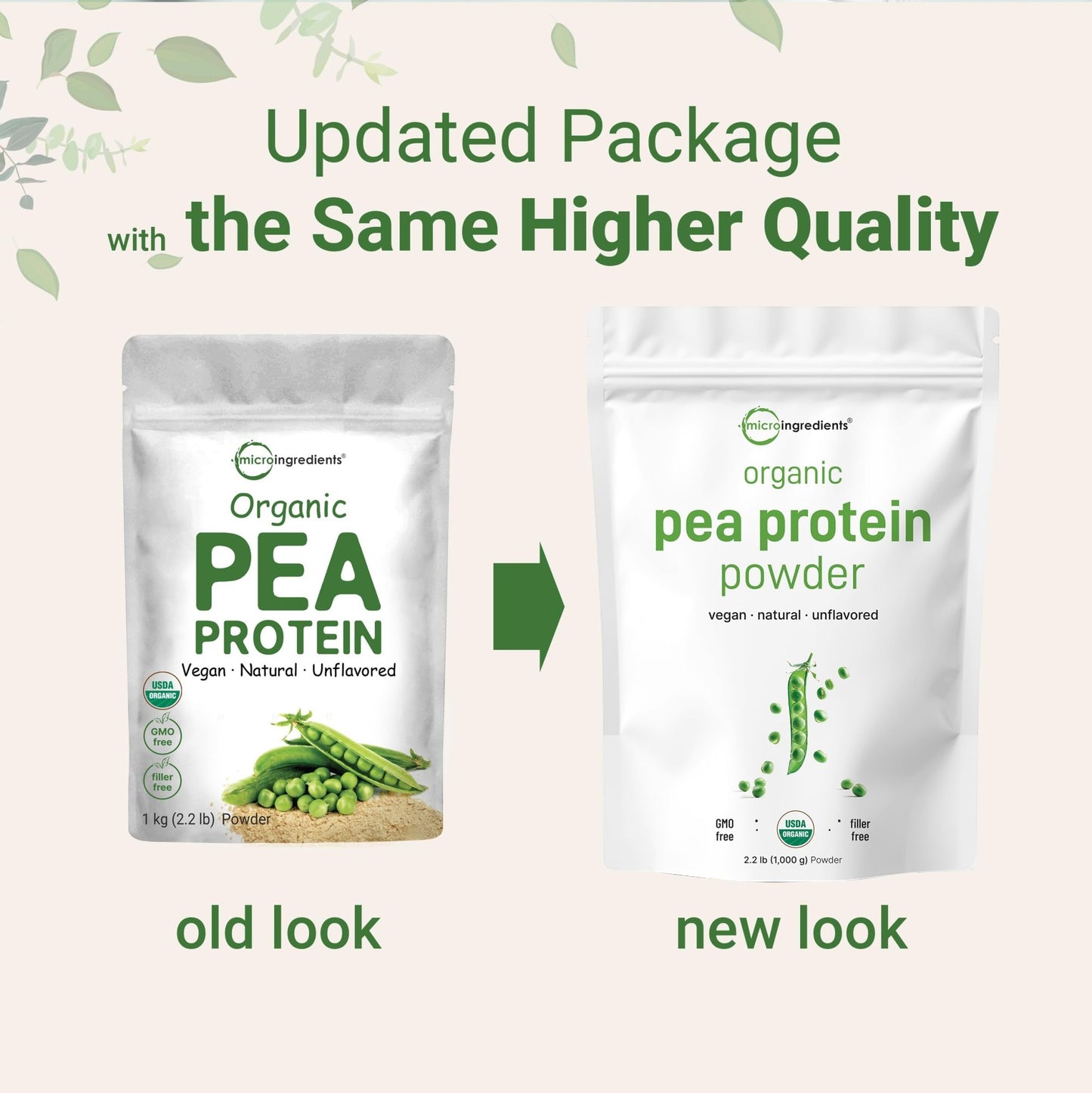 North America Grown, Organic Pea Protein Powder, 1KG (2.2 Pounds) | Plant-Based Vegan Protein, Meatless Protein Supplement, Natural Branched Chain Amino Acids | Non-GMO, Soy Free - dailyvitalstore