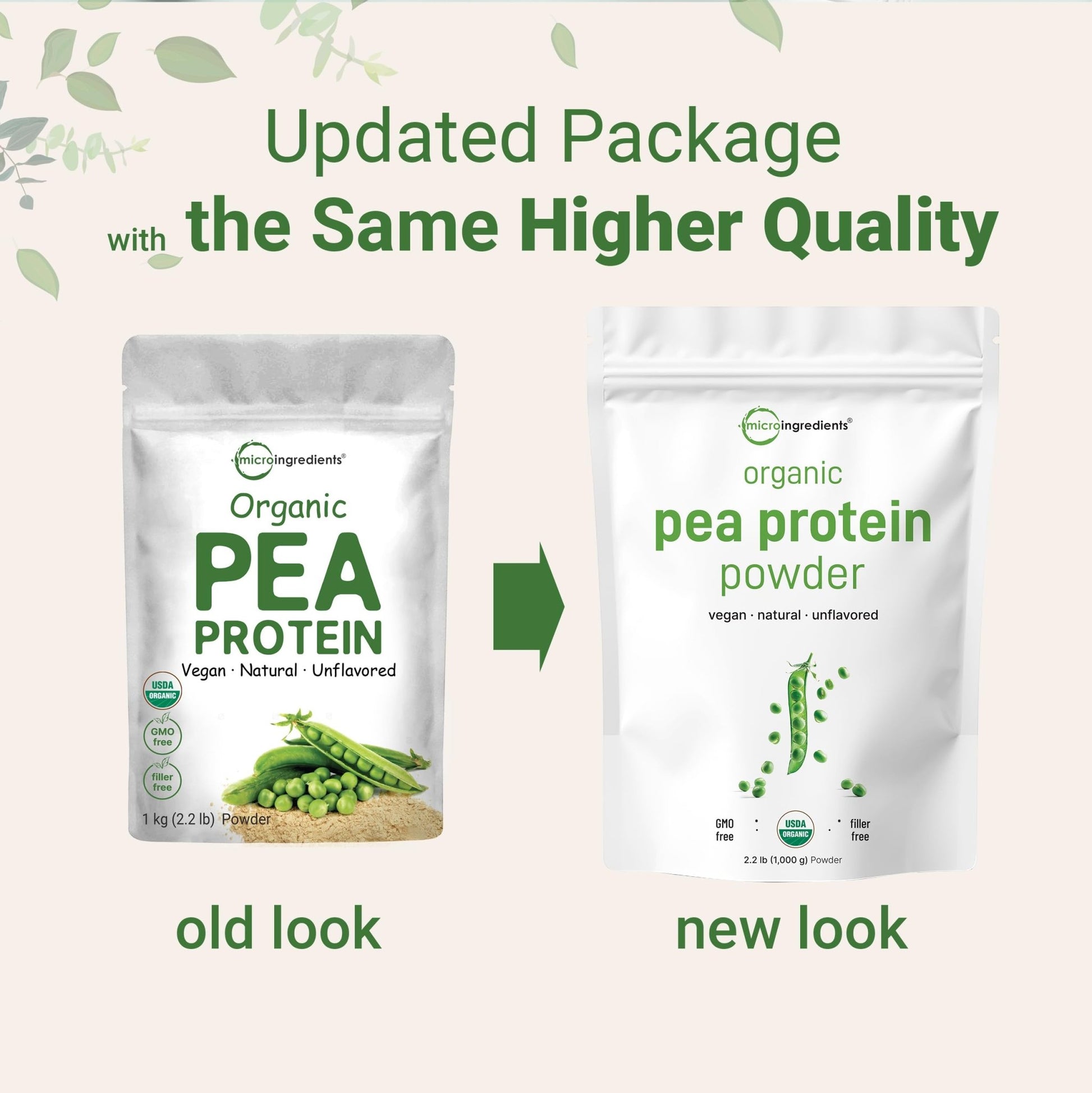 North America Grown, Organic Pea Protein Powder, 1KG (2.2 Pounds) | Plant-Based Vegan Protein, Meatless Protein Supplement, Natural Branched Chain Amino Acids | Non-GMO, Soy Free - dailyvitalstore