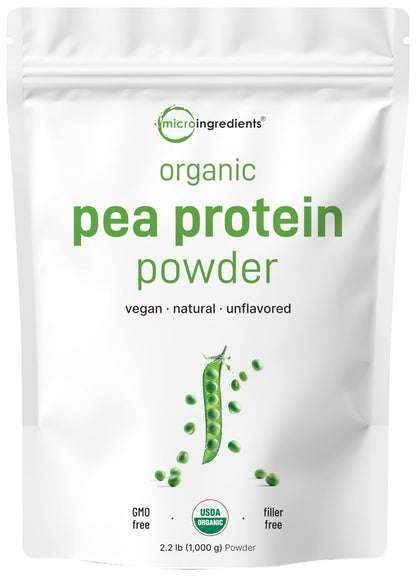 North America Grown, Organic Pea Protein Powder, 1KG (2.2 Pounds) | Plant-Based Vegan Protein, Meatless Protein Supplement, Natural Branched Chain Amino Acids | Non-GMO, Soy Free - dailyvitalstore