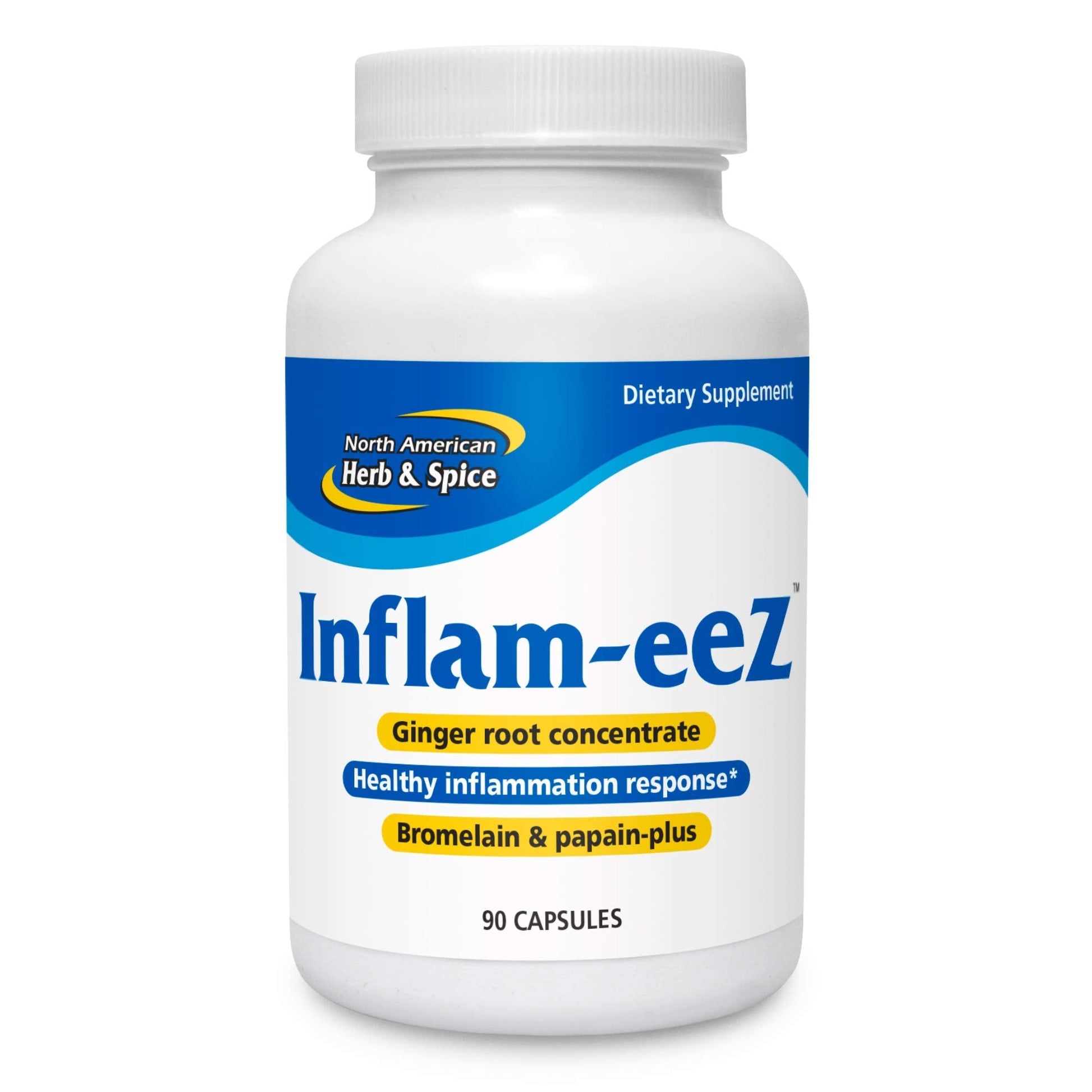 NORTH AMERICAN HERB & SPICE Inflam-eeZ - 90 Capsules - Supports Healthy Immune & Inflammatory Response - Ginger Root, Camu Camu Berries, Bromelain & Papain Plus - Non-GMO - 45 Total Servings - dailyvitalstore