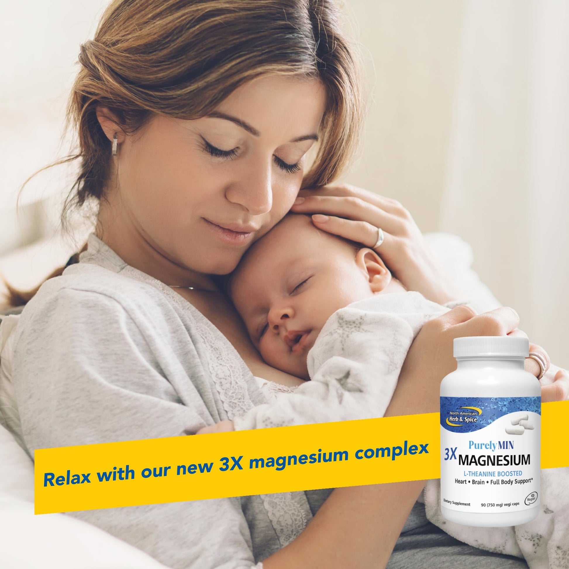 NORTH AMERICAN HERB & SPICE PurelyMin - 90 Vegi Caps - Highly Absorbable Magnesium Complex + L-Theanine - 30 Servings - dailyvitalstore