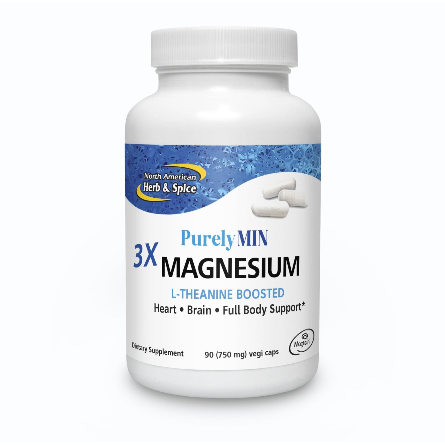 NORTH AMERICAN HERB & SPICE PurelyMin - 90 Vegi Caps - Highly Absorbable Magnesium Complex + L-Theanine - 30 Servings - dailyvitalstore