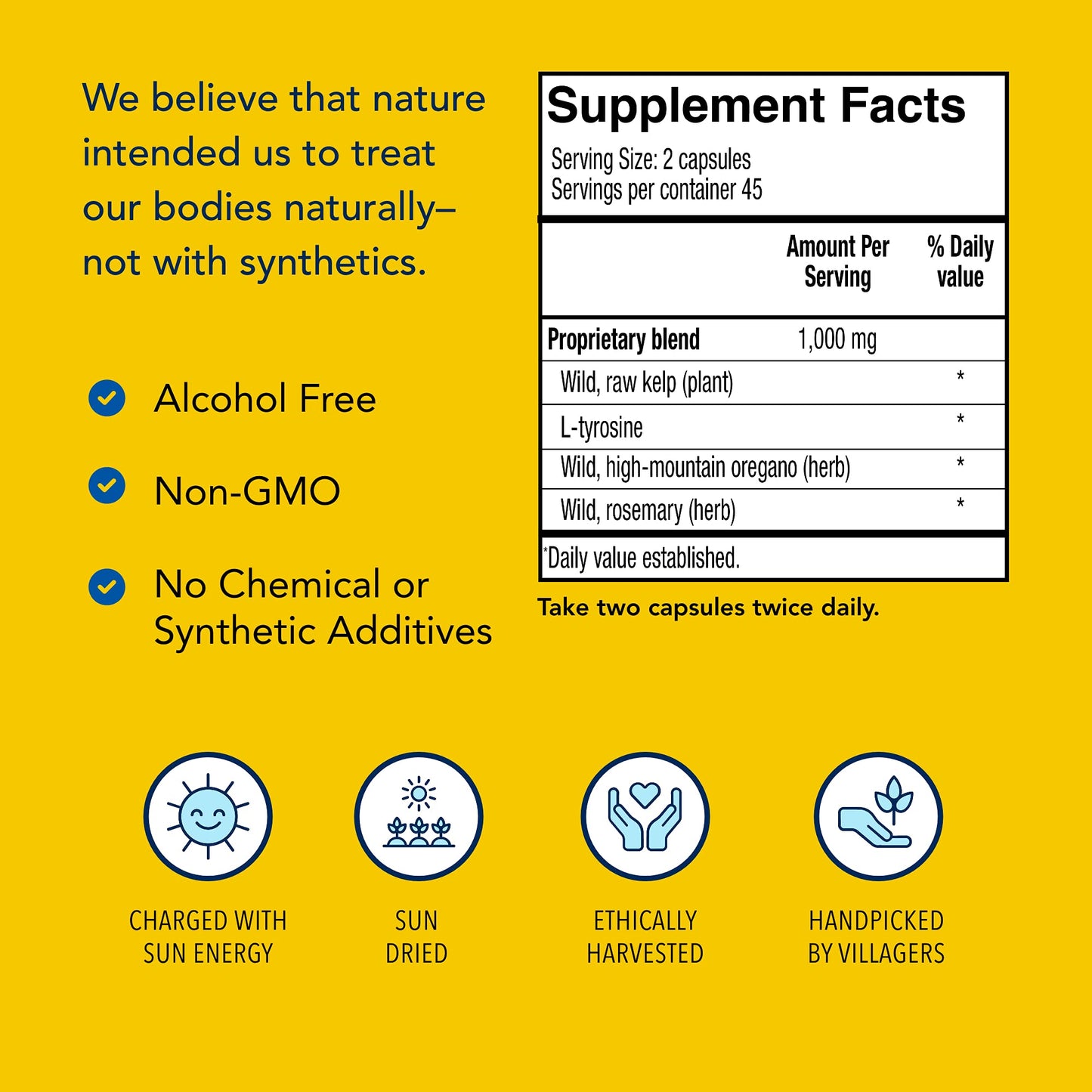 NORTH AMERICAN HERB & SPICE Thyroset - 90 Capsules - Wild Kelp & Herbs Blend - Healthy Thyroid Support - Contains Trace Minerals, Natural Iodine, Antioxidants & Amino Acids - 45 Servings - dailyvitalstore