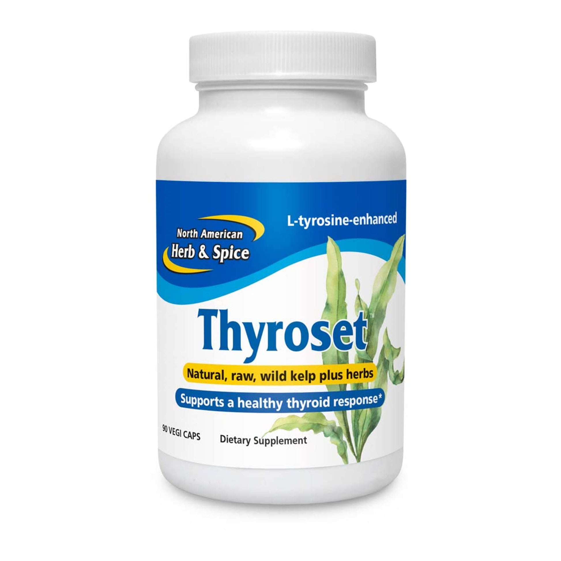 NORTH AMERICAN HERB & SPICE Thyroset - 90 Capsules - Wild Kelp & Herbs Blend - Healthy Thyroid Support - Contains Trace Minerals, Natural Iodine, Antioxidants & Amino Acids - 45 Servings - dailyvitalstore