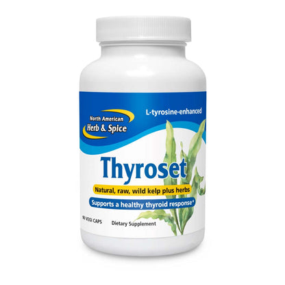 NORTH AMERICAN HERB & SPICE Thyroset - 90 Capsules - Wild Kelp & Herbs Blend - Healthy Thyroid Support - Contains Trace Minerals, Natural Iodine, Antioxidants & Amino Acids - 45 Servings - dailyvitalstore