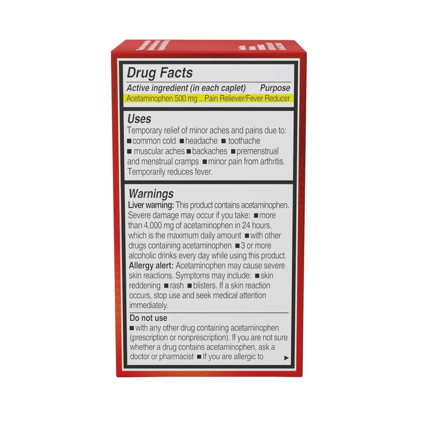 NOTTS Extra Strength 500 mg Caplets with Acetaminophen, Pain Reliever and Fever Reducer for Headache, Backache and Toothache, 100 Count - dailyvitalstore