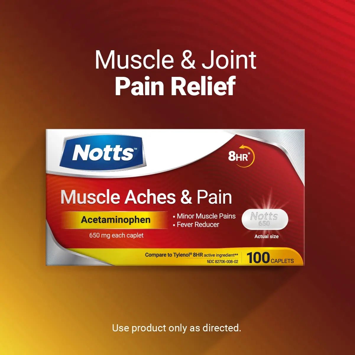 NOTTS Muscle Aches & Pain Acetaminophen 650 mg, 100 Count - dailyvitalstore