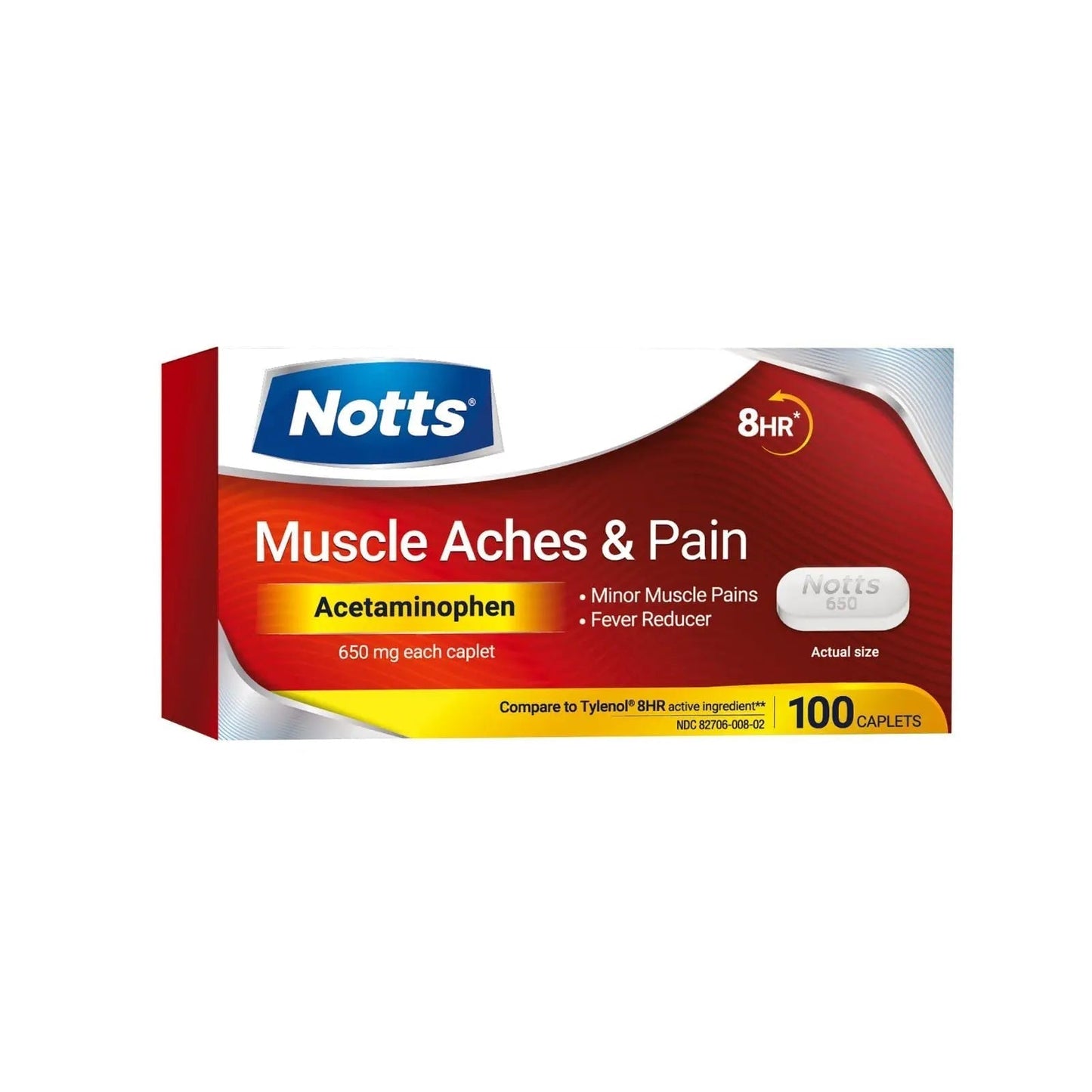NOTTS Muscle Aches & Pain Acetaminophen 650 mg, 100 Count - dailyvitalstore
