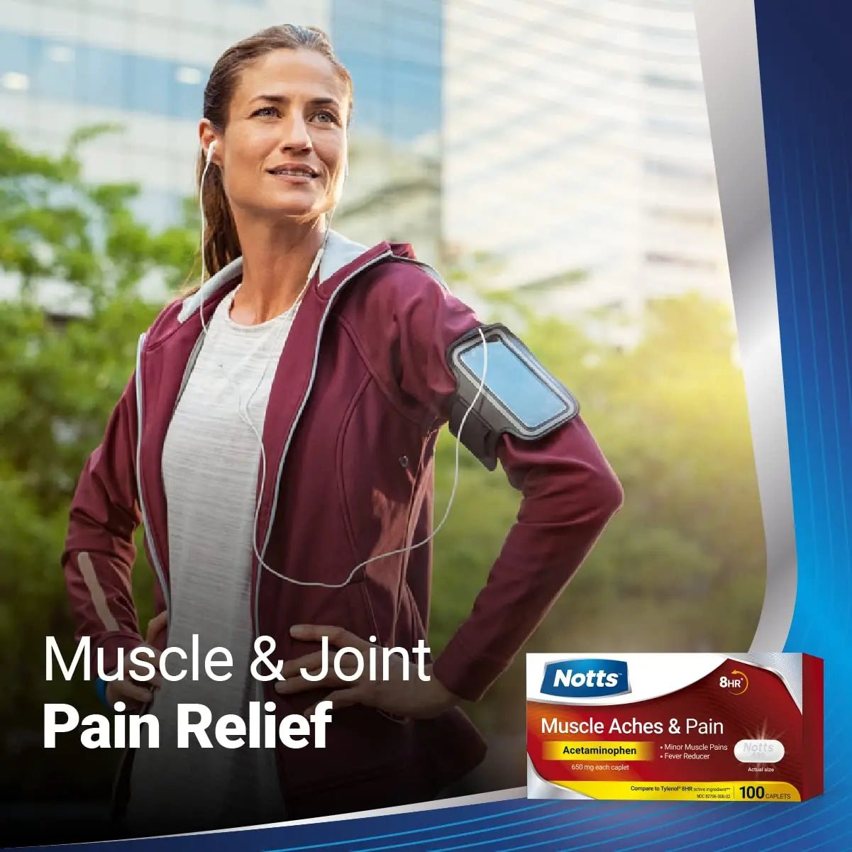 NOTTS Muscle Aches & Pain Acetaminophen 650 mg, 100 Count - dailyvitalstore