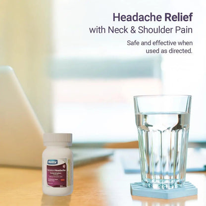 NOTTS Tension Headache Relief Without Aspirin for Head, Neck & Shoulder Pain - 100 Count, Acetaminophen 500 mg Caffeine 65 mg Caplets, for Aches Caused by Tension and Stress. Headache Relief caplets - dailyvitalstore