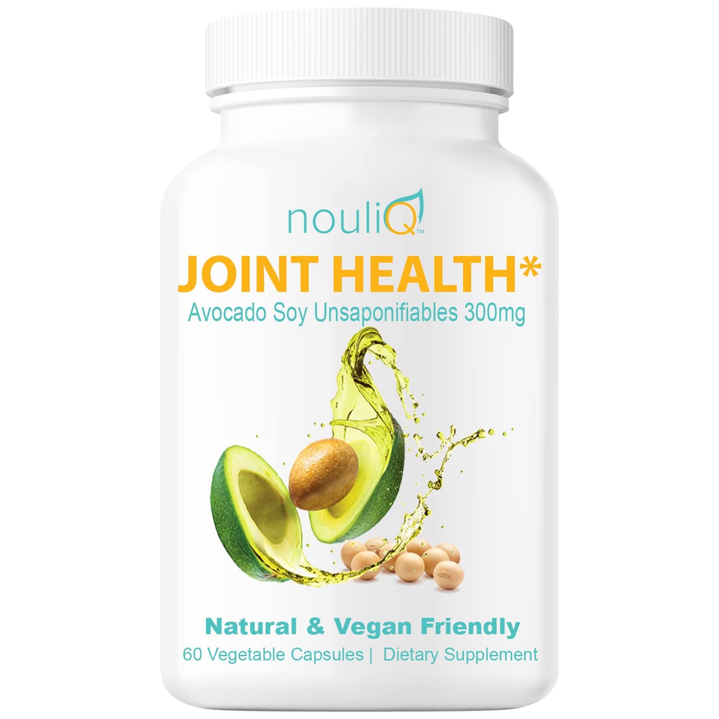 NOULIQ Natural & Vegan-Friendly Joint Health Supplement, Avocado Soy Unsaponifiables 300mg, Non-GMO, Free of Any Gluten, Artificial Colors or Flavors, Dairy and Shellfish, 60 Day Supply. - dailyvitalstore