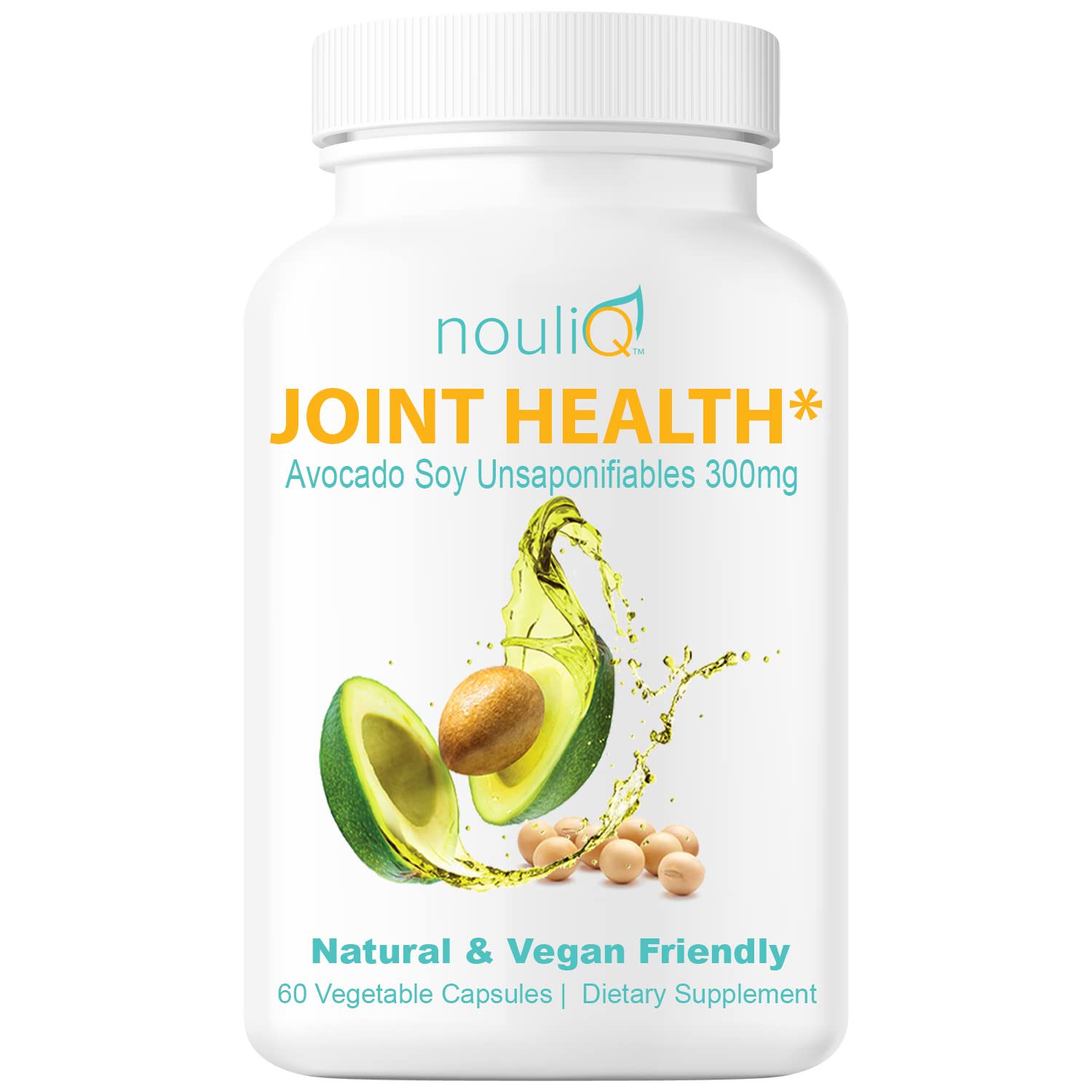 NOULIQ Natural & Vegan-Friendly Joint Health Supplement, Avocado Soy Unsaponifiables 300mg, Non-GMO, Free of Any Gluten, Artificial Colors or Flavors, Dairy and Shellfish, 60 Day Supply. - dailyvitalstore