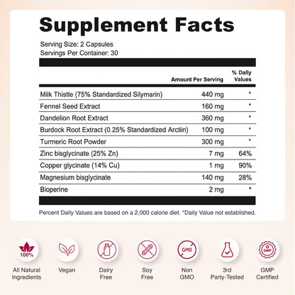 Nourished Natural Health Detox + Debloat - Detox Cleanse and Bloating Relief for Women - Liver and Digestive Support with Milk Thistle - dailyvitalstore