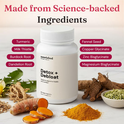 Nourished Natural Health Detox + Debloat - Detox Cleanse and Bloating Relief for Women - Liver and Digestive Support with Milk Thistle - dailyvitalstore