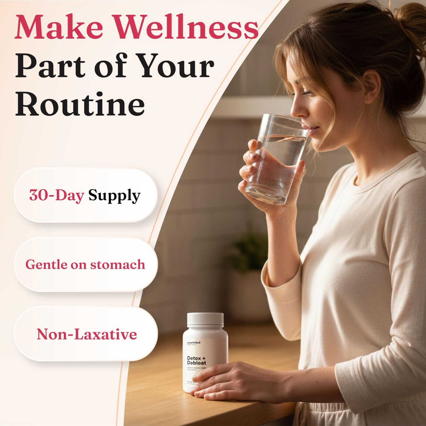 Nourished Natural Health Detox + Debloat - Detox Cleanse and Bloating Relief for Women - Liver and Digestive Support with Milk Thistle, Dandelion, Fennel & Turmeric - dailyvitalstore