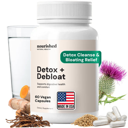 Nourished Natural Health Detox + Debloat - Detox Cleanse and Bloating Relief for Women - Liver and Digestive Support with Milk Thistle, Dandelion, Fennel & Turmeric - dailyvitalstore