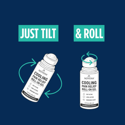 NOVEHA Lidocaine Roll-On Gel 4% | Maximum Strength Temporary Topical Pain Relief for Minor Muscle & Joint Aches | Cooling Formula with Menthol & Arnica | Non-Greasy, Quick-Drying | 2.5 fl oz - dailyvitalstore