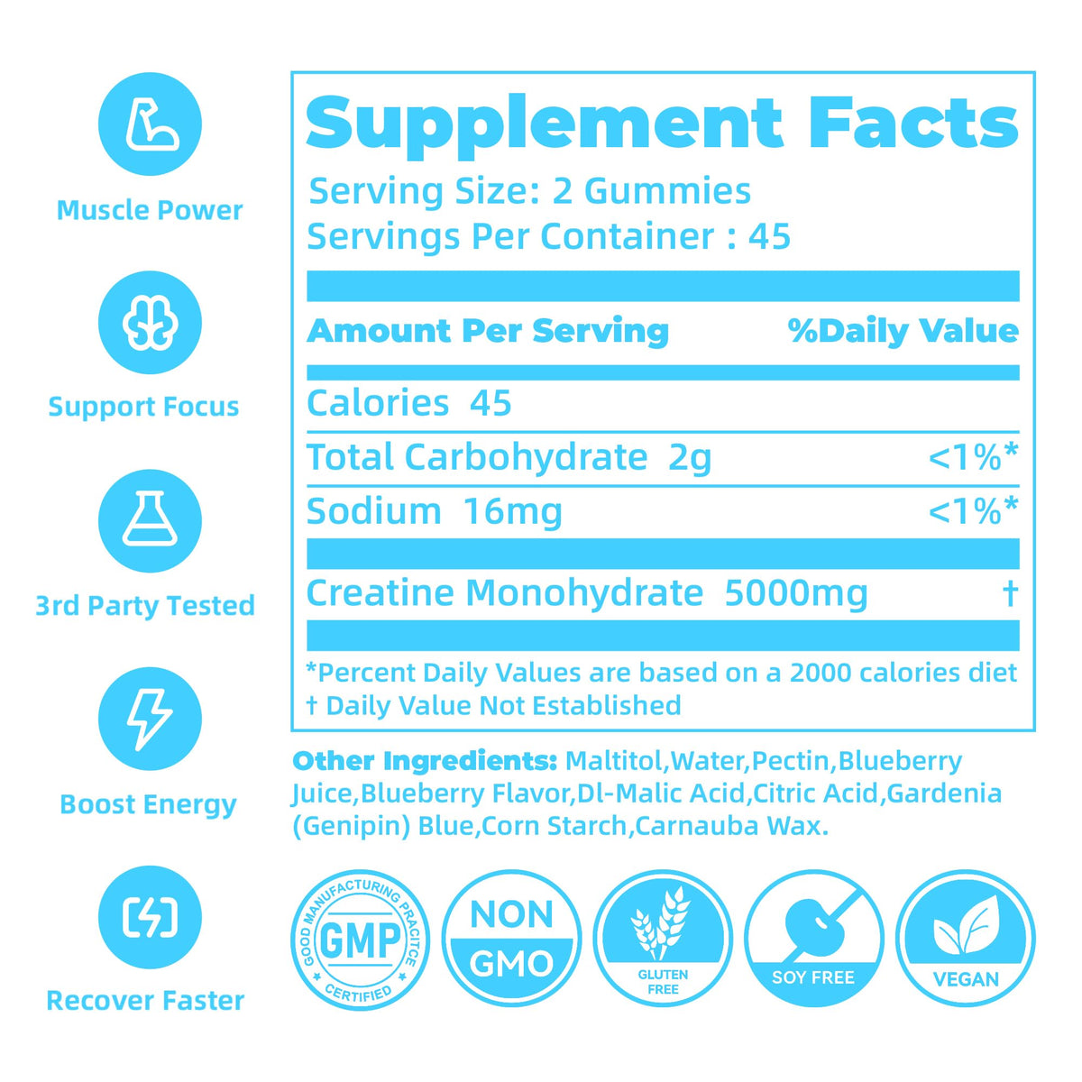 novomins Creatine Monohydrate Gummies 5000mg for Men & Women, Chewables Creatine Monohydrate for Muscle Strength, Muscle Builder, Energy Boost, Pre-Workout Supplement - dailyvitalstore