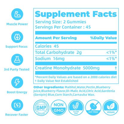 novomins Creatine Monohydrate Gummies 5000mg for Men & Women, Chewables Creatine Monohydrate for Muscle Strength, Muscle Builder, Energy Boost, Pre-Workout Supplement - dailyvitalstore