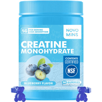 novomins Creatine Monohydrate Gummies 5000mg for Men & Women, Chewables Creatine Monohydrate for Muscle Strength, Muscle Builder, Energy Boost, Pre-Workout Supplement - dailyvitalstore