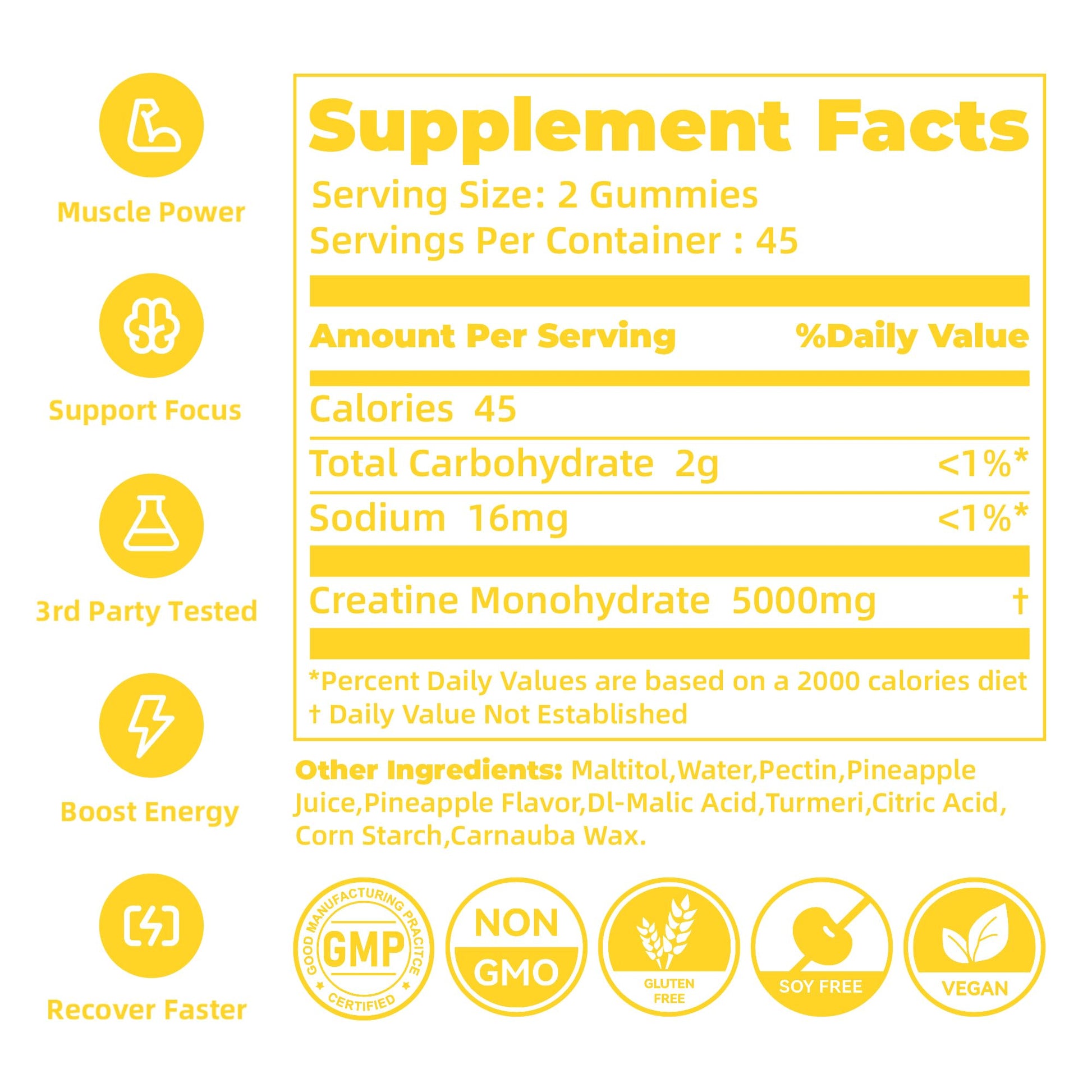 novomins Creatine Monohydrate Gummies for Men & Women, Chewables Creatine Monohydrate for Muscle Strength, Muscle Builder, Energy Boost, Pre-Workout Supplement - dailyvitalstore