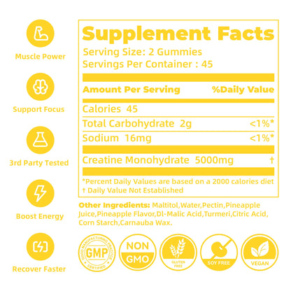 novomins Creatine Monohydrate Gummies for Men & Women, Chewables Creatine Monohydrate for Muscle Strength, Muscle Builder, Energy Boost, Pre-Workout Supplement - dailyvitalstore