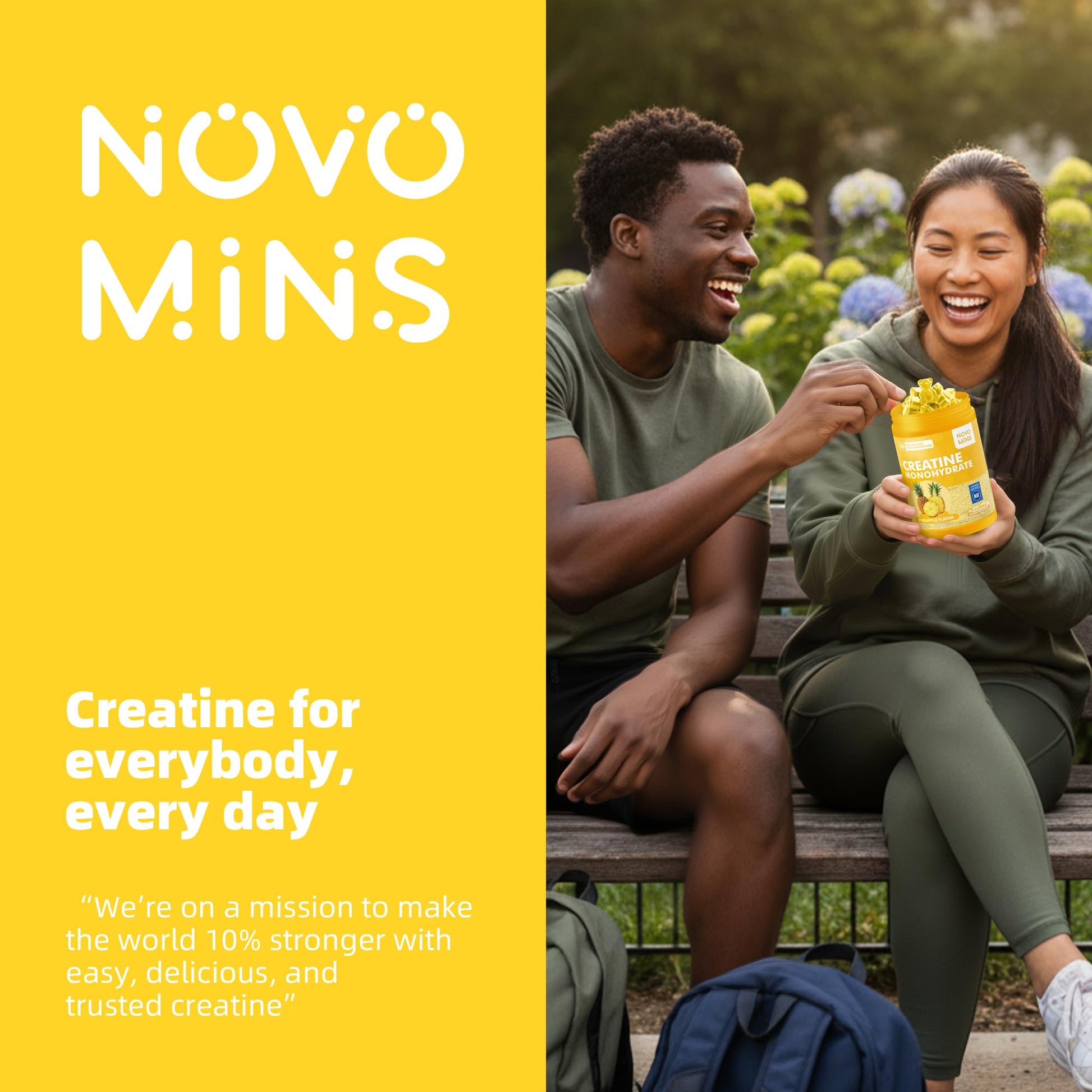 novomins Creatine Monohydrate Gummies for Men & Women, Chewables Creatine Monohydrate for Muscle Strength, Muscle Builder, Energy Boost, Pre-Workout Supplement - dailyvitalstore
