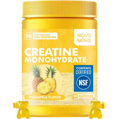 novomins Creatine Monohydrate Gummies for Men & Women, Chewables Creatine Monohydrate for Muscle Strength, Muscle Builder, Energy Boost, Pre-Workout Supplement - dailyvitalstore