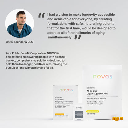 Novos Core Clinical Longevity Mix | Anti-Aging Supplement Drink Mix for Men & Women | Magnesium, L-Theanine, Fisetin and More | Supports Energy, Mood, Sleep & Cognition | Orange Flavor (30 Servings) - dailyvitalstore