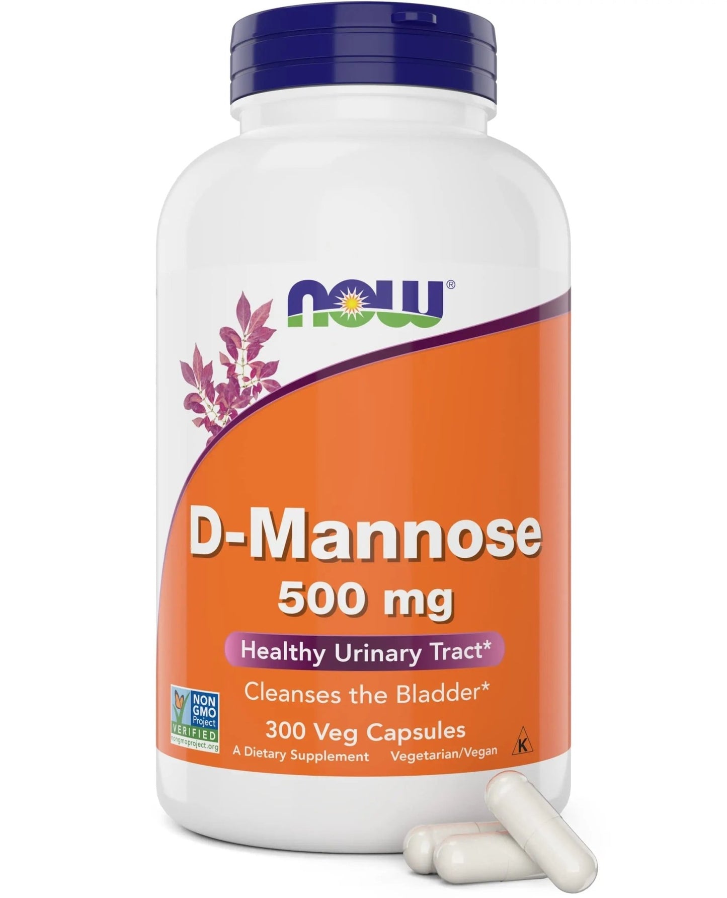 Now D-Mannose 500 mg, 300 Capsules - Vegan, Non GMO Supplement for Women and Men - Supports Healthy Urinary Tract, Cleanses The Bladder - dailyvitalstore