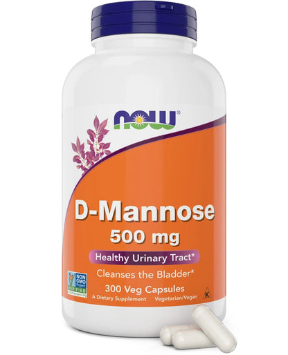 Now D-Mannose 500 mg, 300 Capsules - Vegan, Non GMO Supplement for Women and Men - Supports Healthy Urinary Tract, Cleanses The Bladder - dailyvitalstore