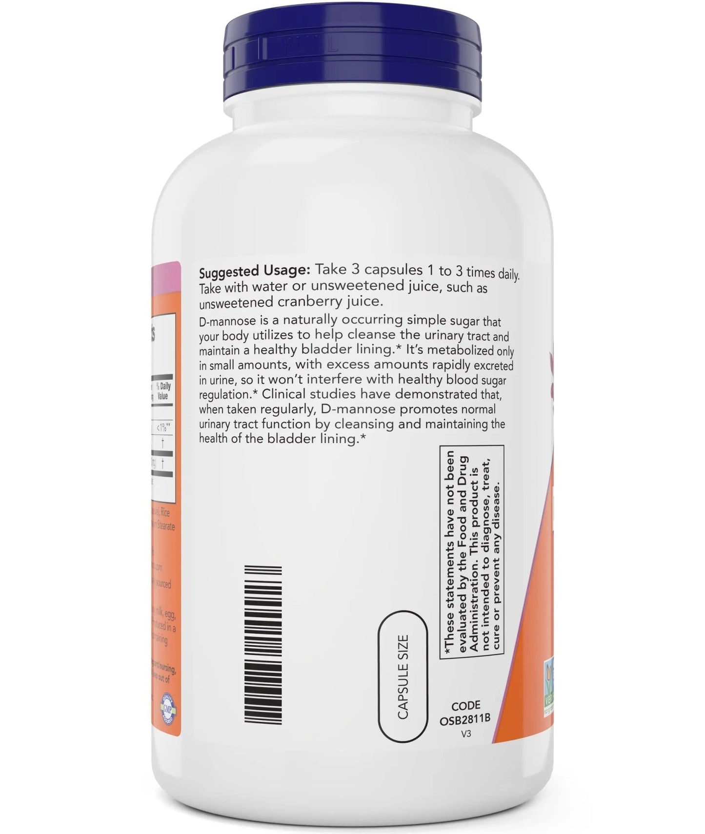 Now D-Mannose 500 mg, 300 Capsules - Vegan, Non GMO Supplement for Women and Men - Supports Healthy Urinary Tract, Cleanses The Bladder - dailyvitalstore