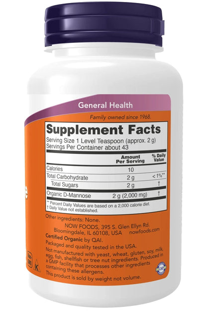 NOW Foods, D-Mannose Pure Powder, 3 oz (85 g) - dailyvitalstore