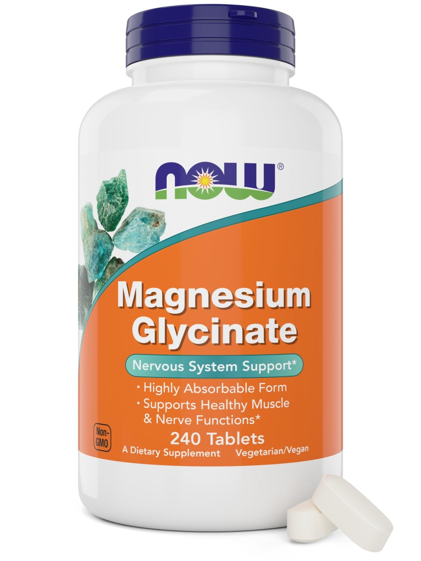 Now Foods Magnesium Glycinate, 240 Tablets - Supports Healthy Muscle and Nerve Functions - Non-GMO - dailyvitalstore