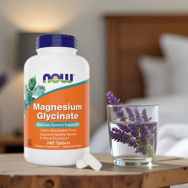 Now Foods Magnesium Glycinate, 240 Tablets - Supports Healthy Muscle and Nerve Functions - Non-GMO - dailyvitalstore