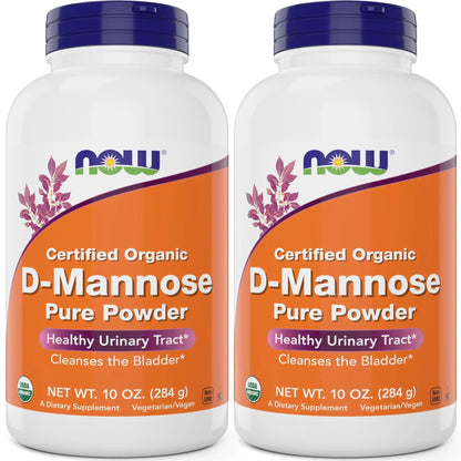 NOW Foods Pure, Organic D-Mannose 10 oz Powder (Pack of 2) - Bladder Cleanse and Urinary Tract Health Supplement - Non-GMO - Vegan Friendly - 2000mg / 2 Grams per Serving - dailyvitalstore