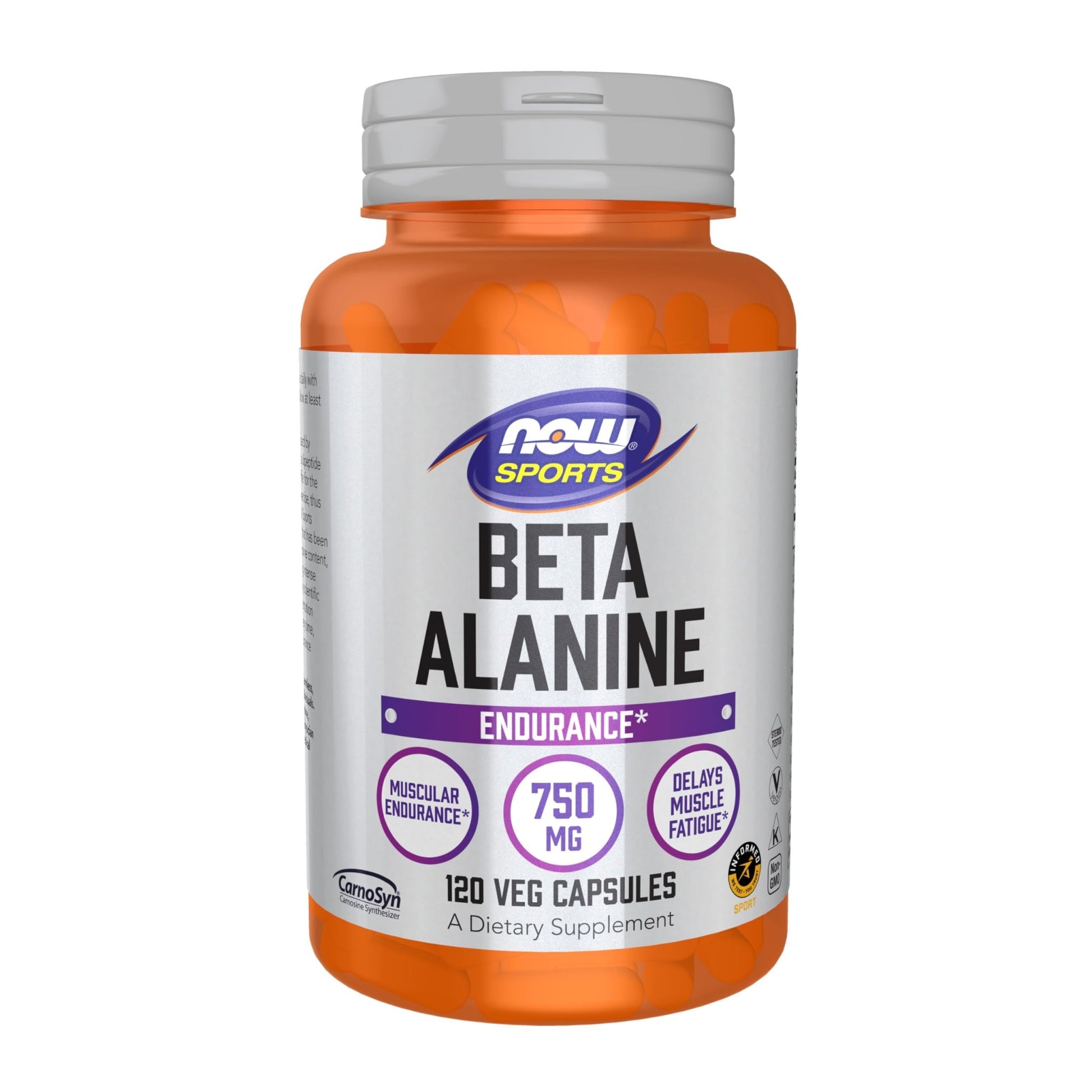 NOW Foods Sports Nutrition, Beta-Alanine 750 mg, Delays Muscle Fatigue*, Endurance*, 120 Veg Capsules - dailyvitalstore