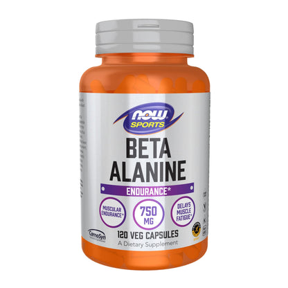 NOW Foods Sports Nutrition, Beta-Alanine 750 mg, Delays Muscle Fatigue*, Endurance*, 120 Veg Capsules - dailyvitalstore