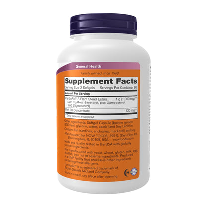 NOW Foods Supplements, Beta-Sitosterol Plant Sterols with CardioAid®-S Plant Sterol Esters and Added Fish Oil, 180 Softgels - dailyvitalstore