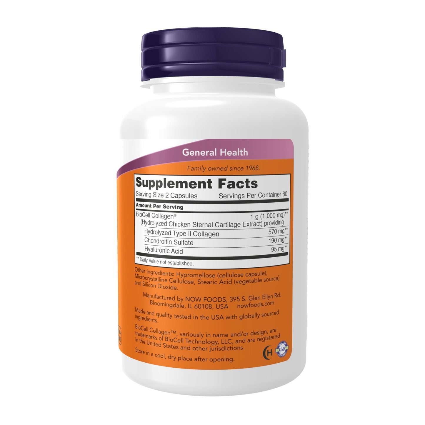 NOW Foods Supplements, BioCell Collagen® Hydrolyzed Type II, Clinically Validated, 120 Veg Capsules - dailyvitalstore