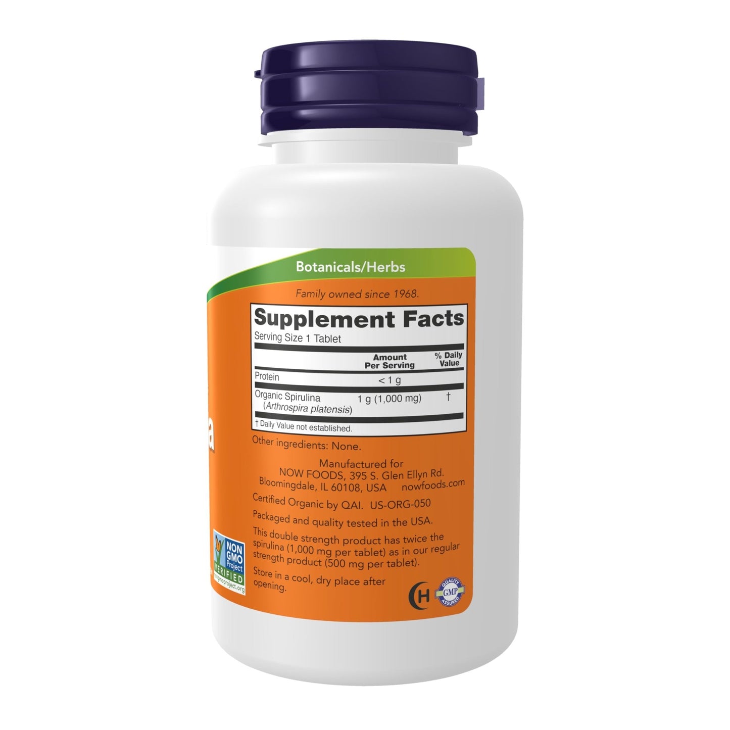 NOW Foods Supplements, Certified Organic, Spirulina 1000 mg (Double Strength), Rich in Beta-Carotene (Vitamin A) - dailyvitalstore