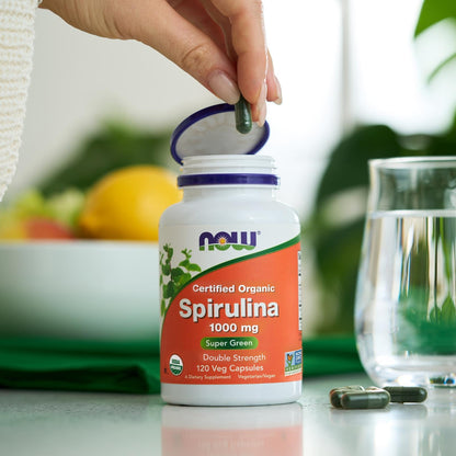 NOW Foods Supplements, Certified Organic, Spirulina 1000 mg (Double Strength), Rich in Beta-Carotene (Vitamin A) - dailyvitalstore