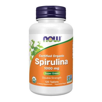 NOW Foods Supplements, Certified Organic, Spirulina 1000 mg (Double Strength), Rich in Beta-Carotene (Vitamin A) - dailyvitalstore
