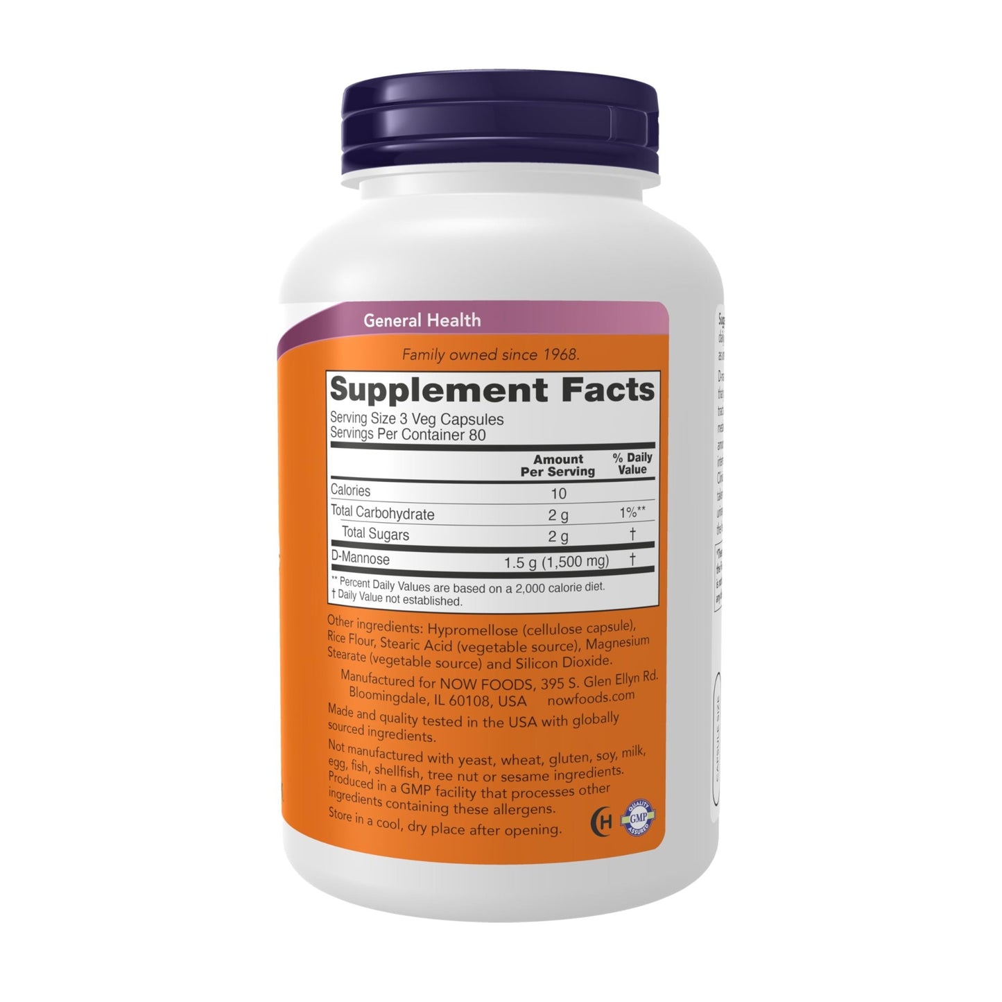 NOW Foods Supplements, D-Mannose 500 mg, Non-GMO Project Verified, Healthy Urinary Tract*, 240 Veg Capsules - dailyvitalstore
