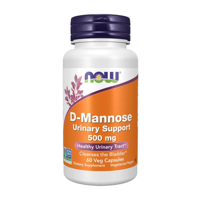 Now Foods Supplements, D-Mannose 500 mg, Non-GMO Project Verified, Healthy Urinary Tract*, 60 Veg Capsules - dailyvitalstore