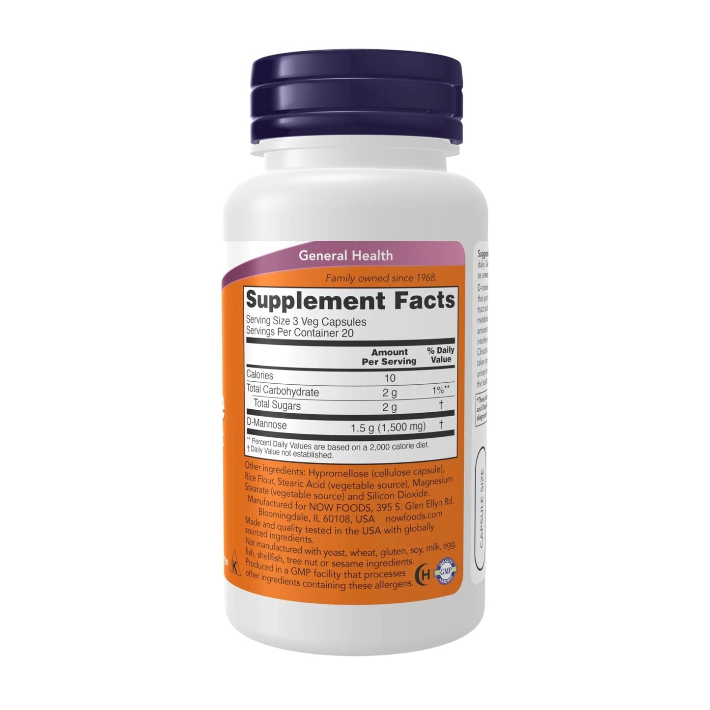 Now Foods Supplements, D-Mannose 500 mg, Non-GMO Project Verified, Healthy Urinary Tract*, 60 Veg Capsules - dailyvitalstore