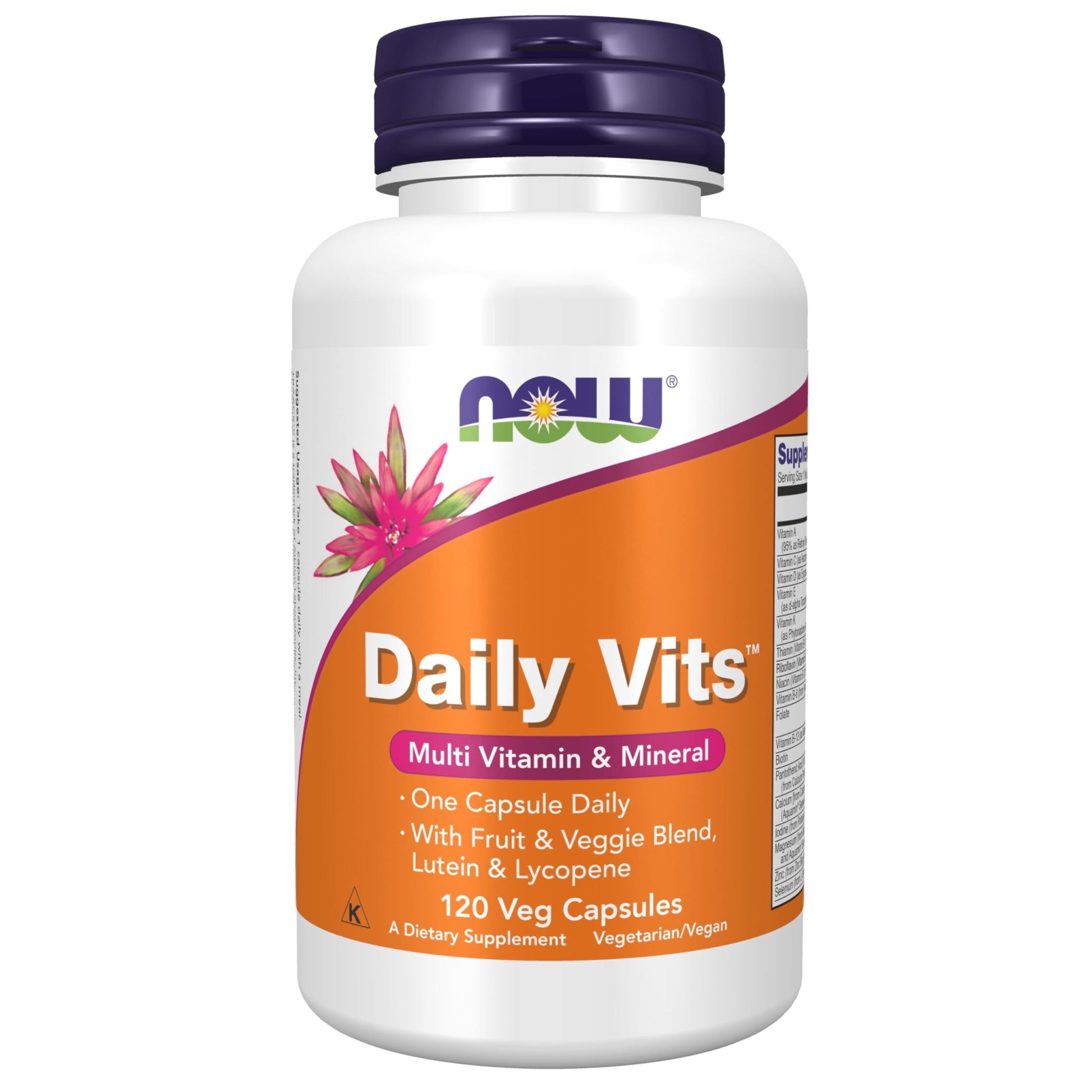 NOW Foods Supplements, Daily Vits™ with Fruit & Veggie Blend, Lutein and Lycopene, 120 Veg Capsules - dailyvitalstore