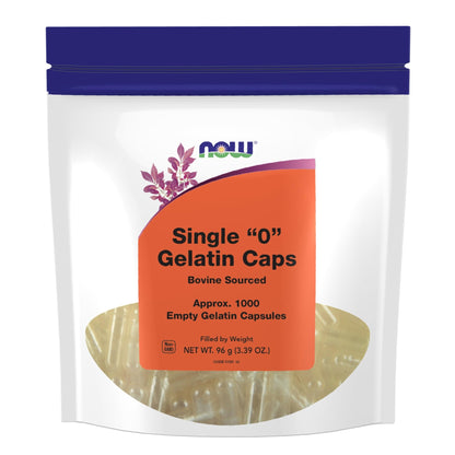 NOW Foods Supplements, Empty Gelatin Capsules, Single "0", Bovine Sourced, Filled by Weight, 1,000 Gel Capsules - dailyvitalstore