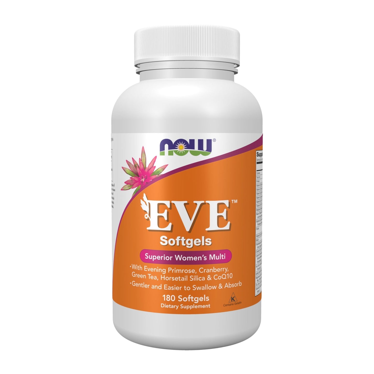 NOW Foods Supplements, Eve™ Women's Multivitamin with Evening Primrose, Cranberry, Green Tea, Horsetail Silica & CoQ10, 180 Softgels - dailyvitalstore